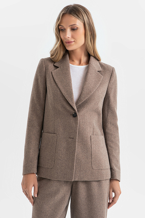 Пиджак из смесовой шерсти коричневого цвета, цвет Коричневый светлый