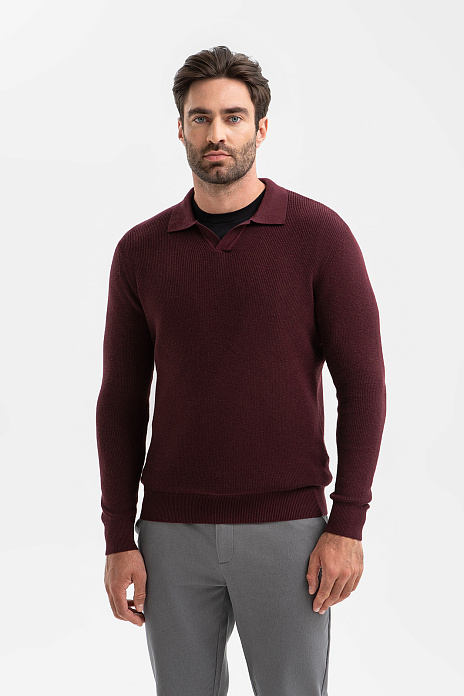 Джемпер поло из хлопка и кашемира, цвет Винный