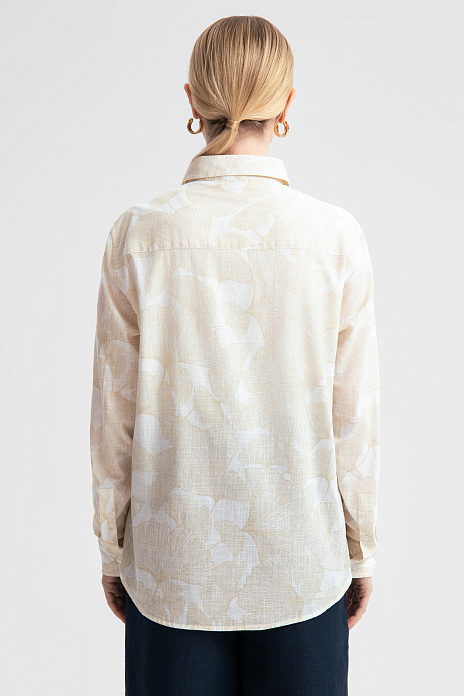 Рубашка из хлопка с узором, цвет Бежевый