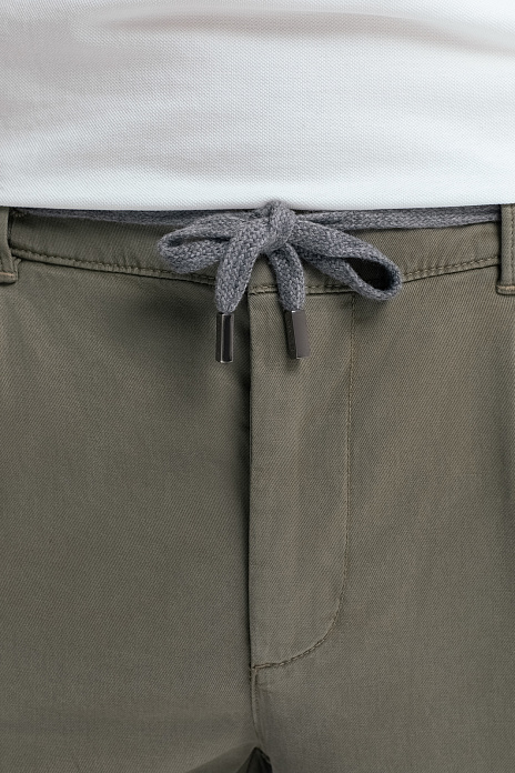 Брюки из тенсела и хлопка, цвет Оливковый