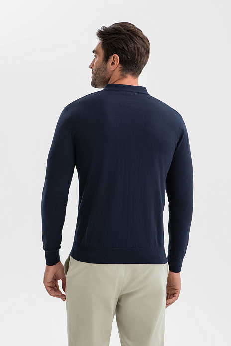 Джемпер поло из хлопка Пима, цвет Синий темный