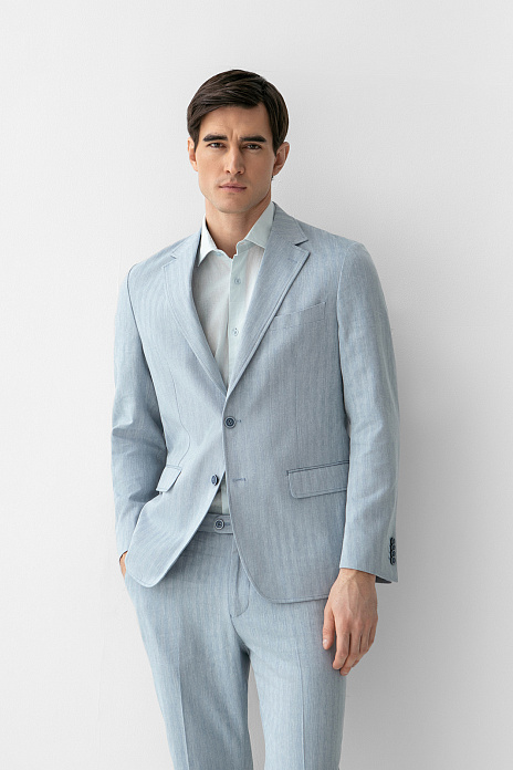 Пиджак из хлопка, льна и вискозы, цвет Голубой
