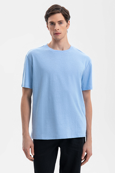 Футболка изо льна и хлопка, цвет Голубой