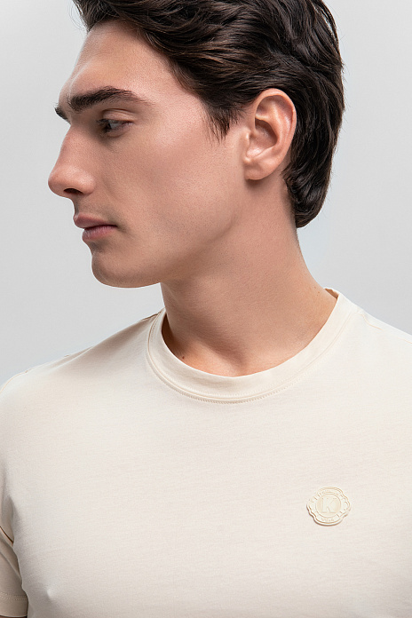 Бежевая хлопковая футболка, цвет Бежевый