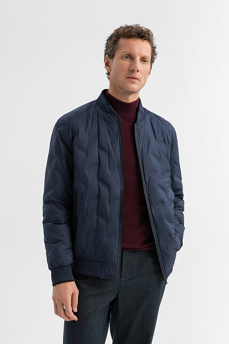 Пуховик короткий с водоотталкивающей обработкой, цвет Синий темный