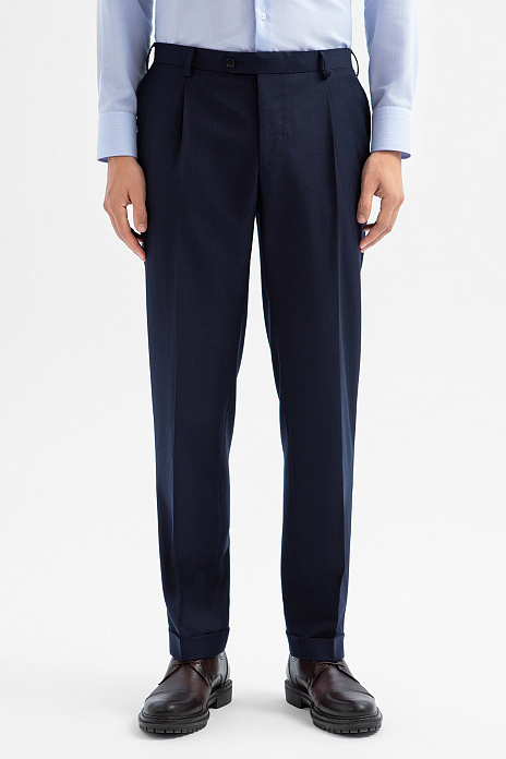 Брюки из шерсти и кашемира с водоотталкивающей обработкой, лимитированная коллекция, цвет Синий темный