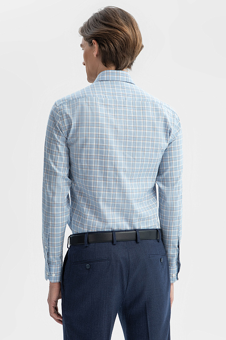 Сорочка из хлопка в клетку, цвет Голубой светлый