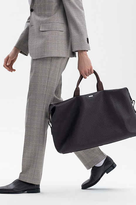 Дорожная сумка из натуральной кожи и замши, цвет Коричневый