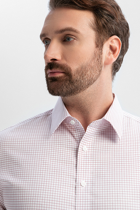 Сорочка из хлопка в клетку, легкая в уходе, цвет Белый