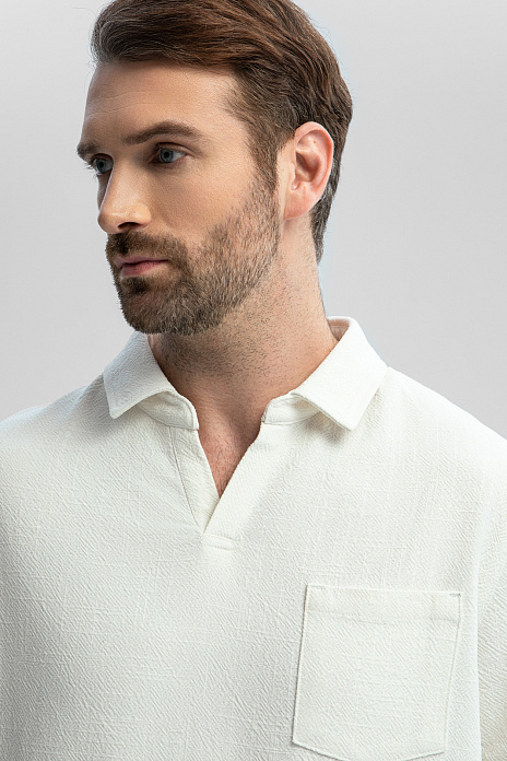 Поло оверсайз со льном, цвет Молочный