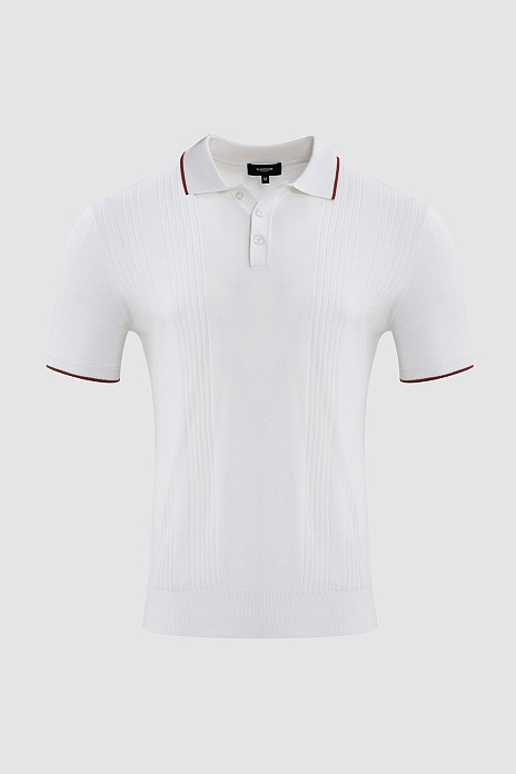 Поло из хлопка, шелка и льна, цвет Белый