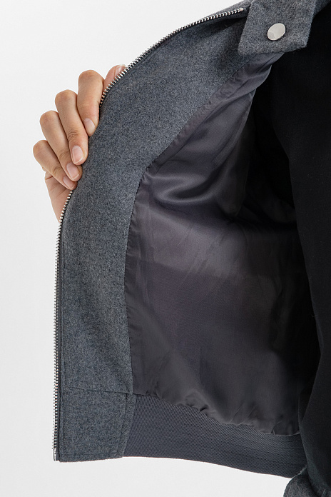 Жакет-бомбер из смесовой шерсти, цвет Антрацит