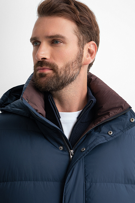 Пуховик удлиненный с водоотталкивающей обработкой, цвет Синий
