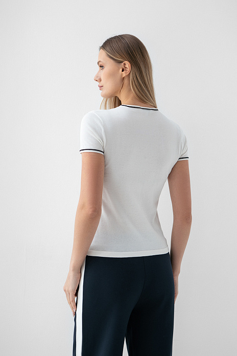 Футболка из хлопка, шелка и льна, цвет Белый