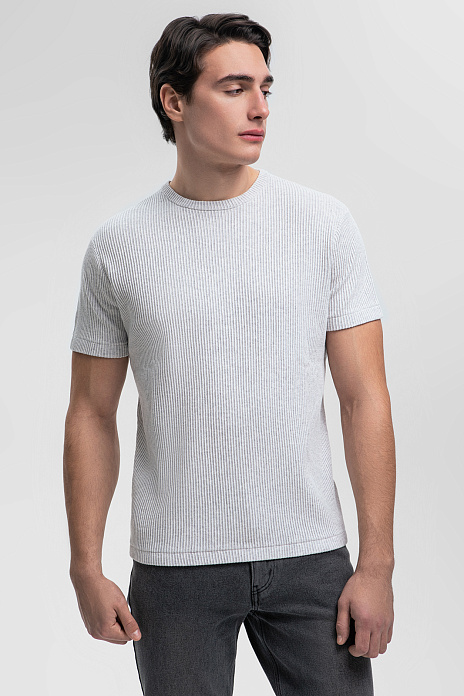 Футболка из хлопка в рубчик, цвет Серый
