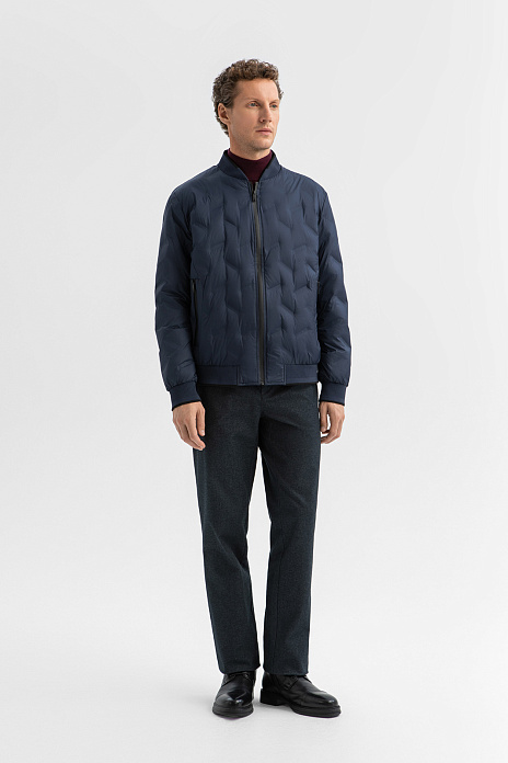 Пуховик короткий с водоотталкивающей обработкой, цвет Синий темный