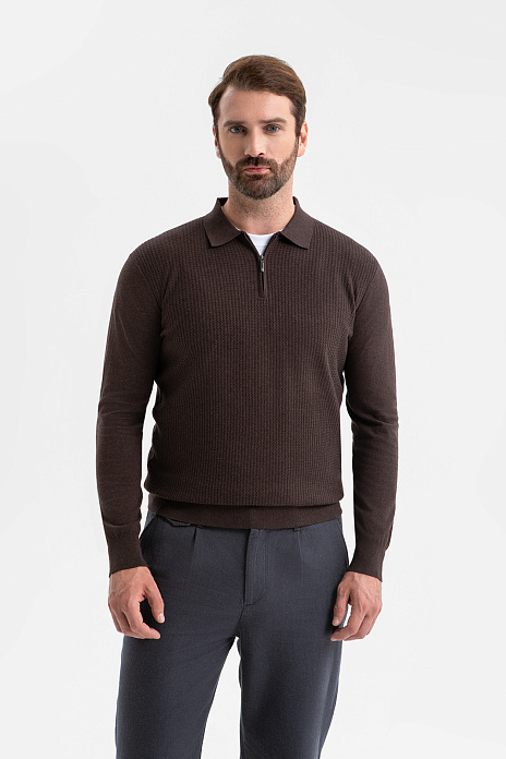 Джемпер поло из хлопка Пима, цвет Коричневый