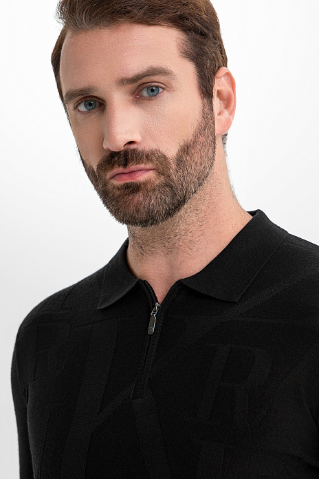 Джемпер поло из шерсти и шелка, цвет Черный