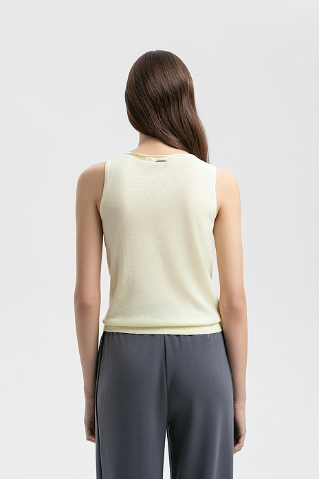 Топ из хлопка, шелка и льна, цвет Желтый светлый