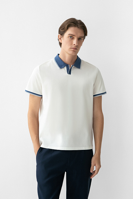 Поло из мерсеризованного хлопка, цвет Голубой