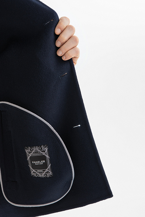 Пальто из смесовой шерсти, цвет Синий темный