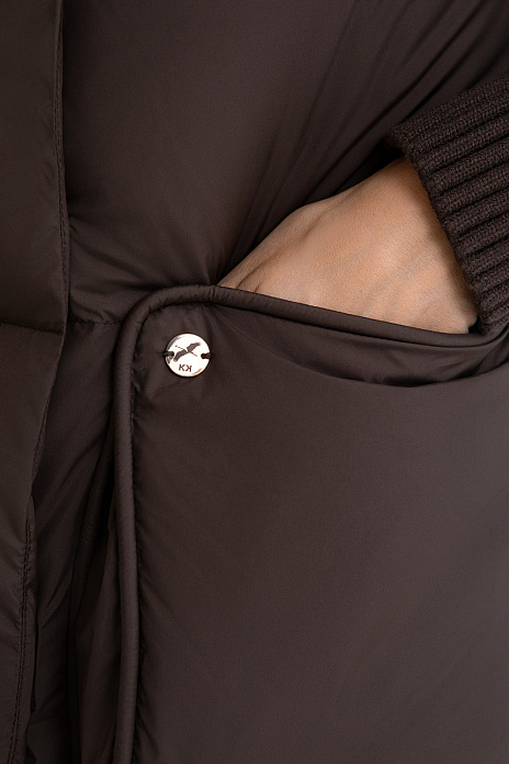 Пуховик короткий, цвет Коричневый темный