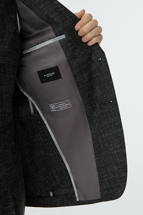 Пиджак из шерсти, льна и шелка, цвет Антрацит