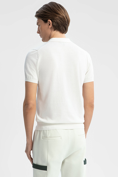 Поло из хлопка, шелка и льна, цвет Белый