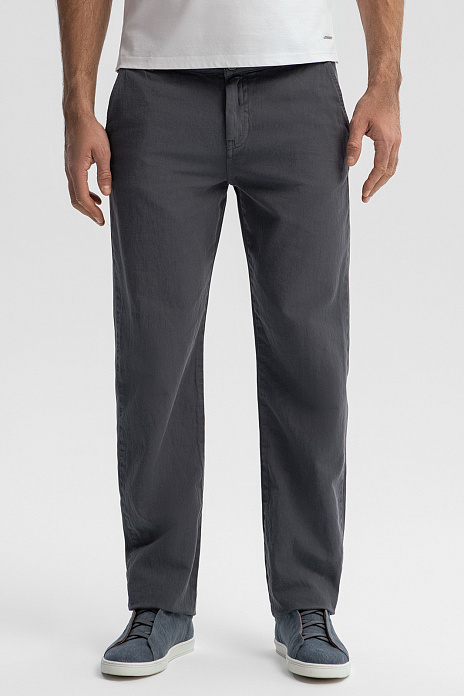 Брюки из хлопка и льна, цвет Серый