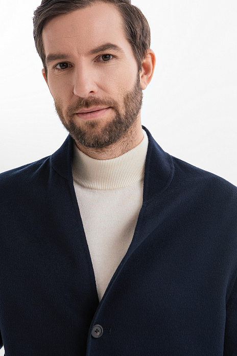 Пальто из смесовой шерсти, цвет Синий темный