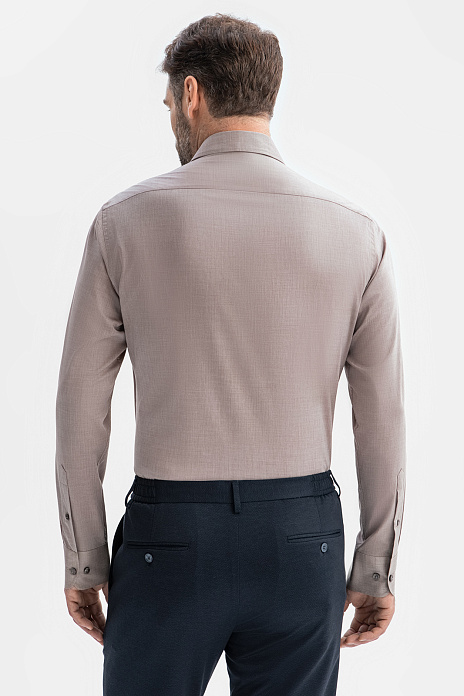 Бежевая сорочка из хлопка и лиоцелла, цвет Бежевый