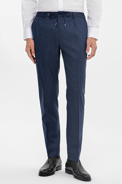 Брюки из шерсти синего цвета, цвет Синий темный