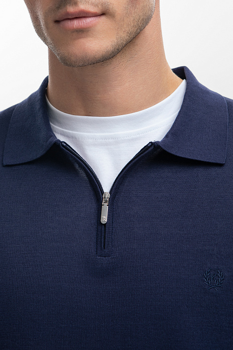 Поло из хлопка, шелка и льна, лимитированная коллекция, цвет Синий